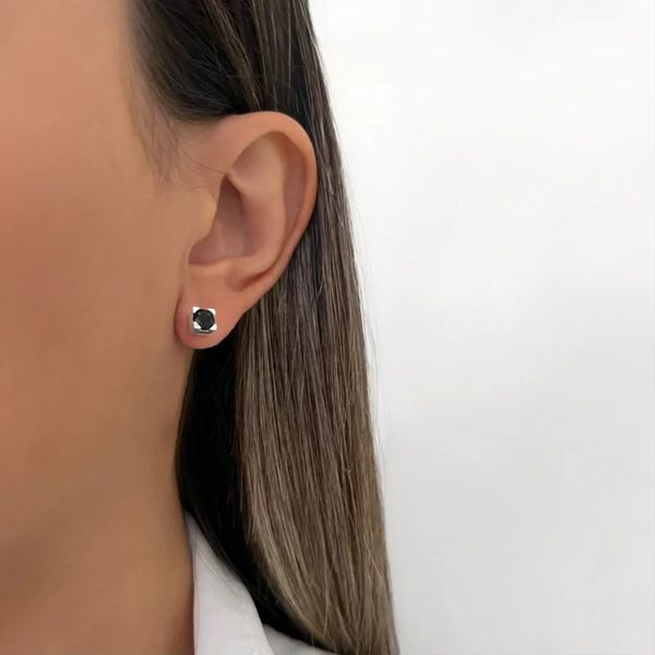 BRINCO QUADRADO ZIRCÔNIA ONIX PRATA 925 - My Prata Joias