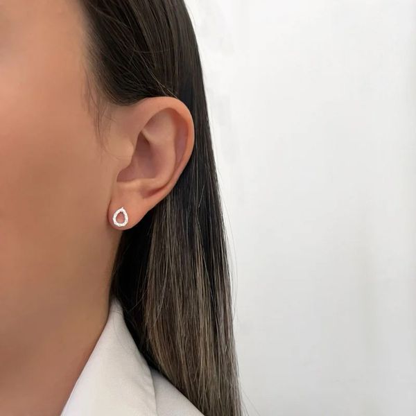 BRINCO GOTA VAZADA ZIRCÔNIA CRISTAL PRATA 925 - My Prata Joias