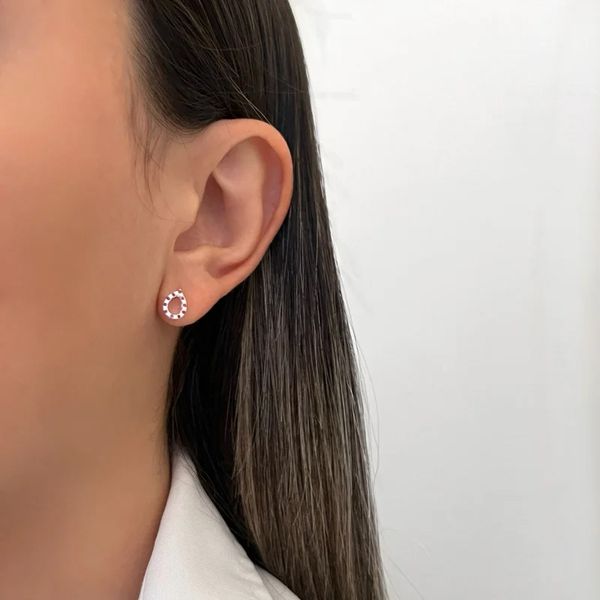 BRINCO GOTA VAZADA ZIRCÔNIA ROSA PRATA 925 - My Prata Joias