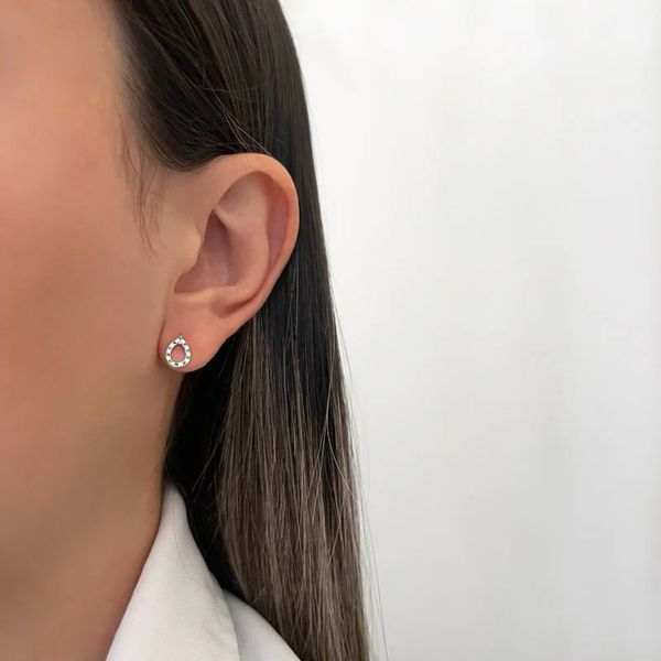 BRINCO GOTA VAZADA ZIRCÔNIA VERDE PRATA 925 - My Prata Joias