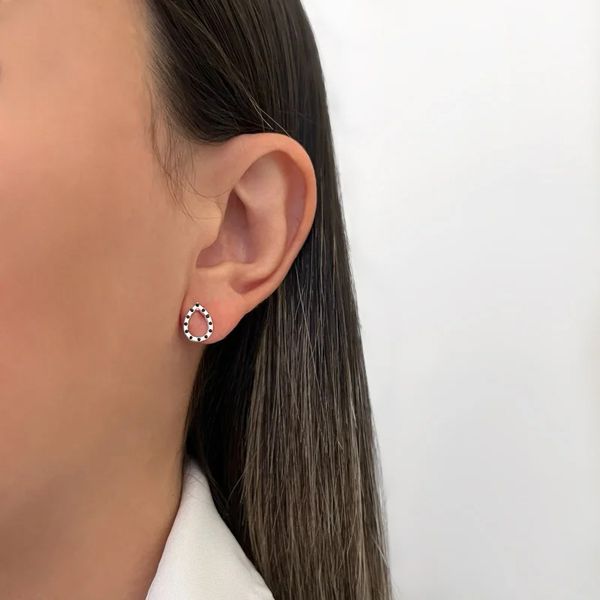 BRINCO GOTA ZIRCÔNIA PRETO PRATA 925 - My Prata Joias