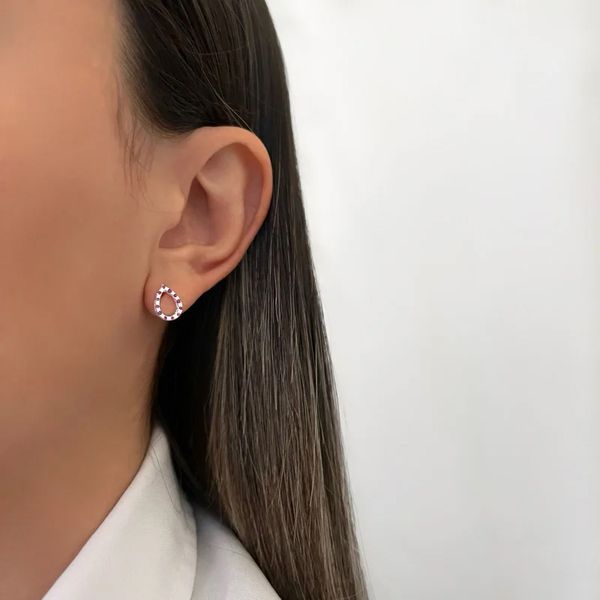 BRINCO GOTA ZIRCÔNIA ROSA PRATA 925 - My Prata Joias