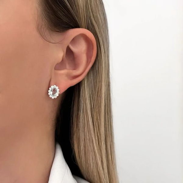 BRINCO OVAL ZIRCÔNIA AZUL CLARO E CRISTAL PRATA 92... - My Prata Joias