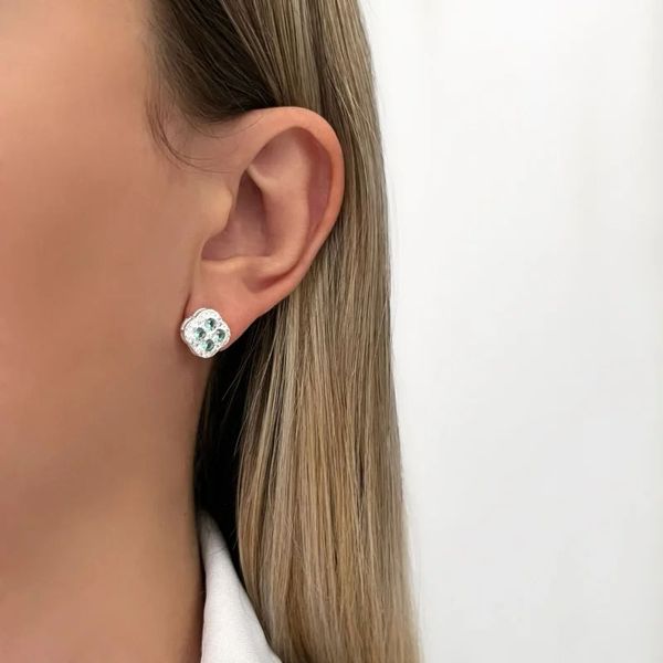 BRINCO FLOR ZIRCÔNIA TURMALINA E CRISTAL PRATA 925 - My Prata Joias