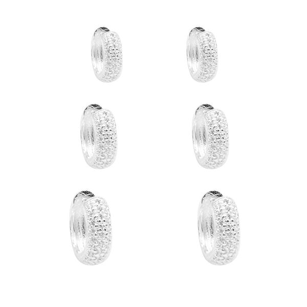 TRIO ARGOLINHA CRAVEJADA CRISTAL PRATA 925 - My Prata Joias