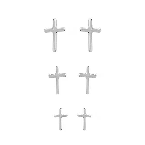 TRIO BRINCO CRUZ PRATA 925 - My Prata Joias