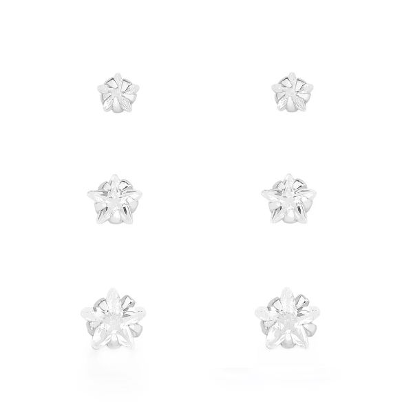 BRINCO TRIO ESTRELA ZIRCÔNIA CRISTAL PRATA 925 - My Prata Joias