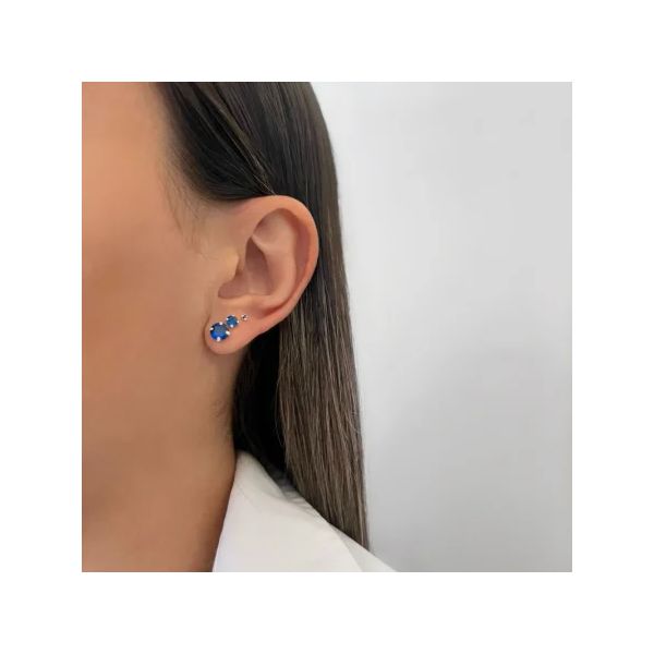 BRINCO TRIO ZIRCÔNIA AZUL ESCURO PRATA 925 - My Prata Joias