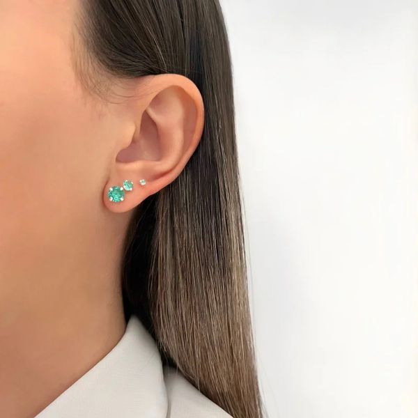 TRIO BRINCO ZIRCÔNIA VERDE TURMALINA PRATA 925 - My Prata Joias