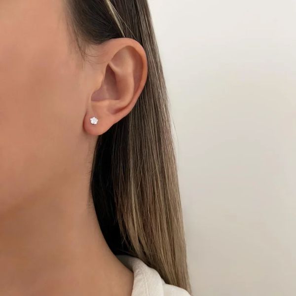 BRINCO ESTRELA ZIRCÔNIA TRANSPARENTE PRATA 925 - My Prata Joias