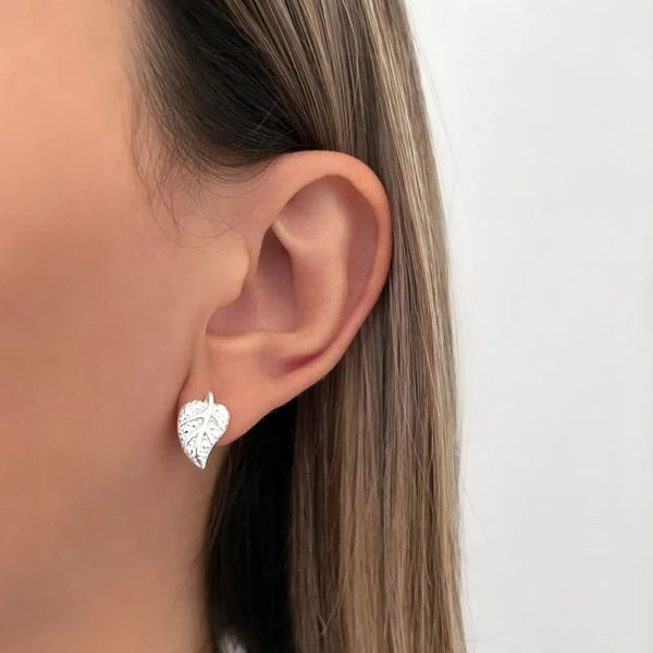 BRINCO FOLHA PRATA 925 - My Prata Joias