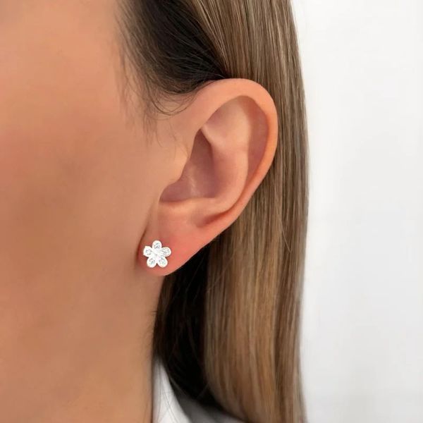 BRINCO FLOR ZIRCÔNIA CRISTAL PRATA 925 - My Prata Joias