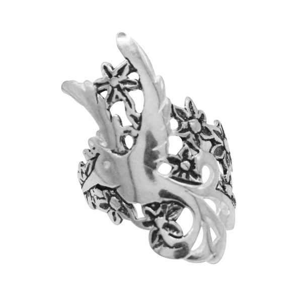 ANEL FLOR E BEIJA FLOR ENVELHECIDO PRATA 925 - My Prata Joias