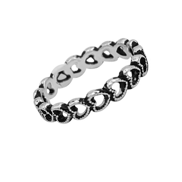 ANEL ARO CORAÇÕES ENVELHECIDO PRATA 925 - My Prata Joias