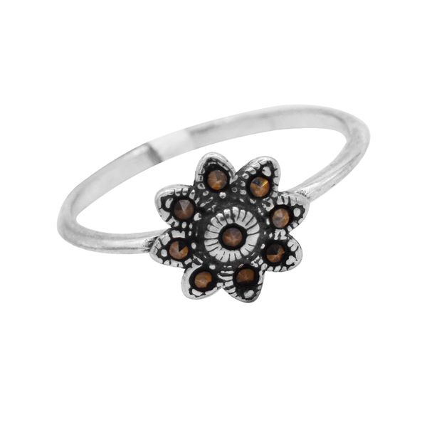 ANEL MARCASSITA FLOR PRATA 925 - My Prata Joias
