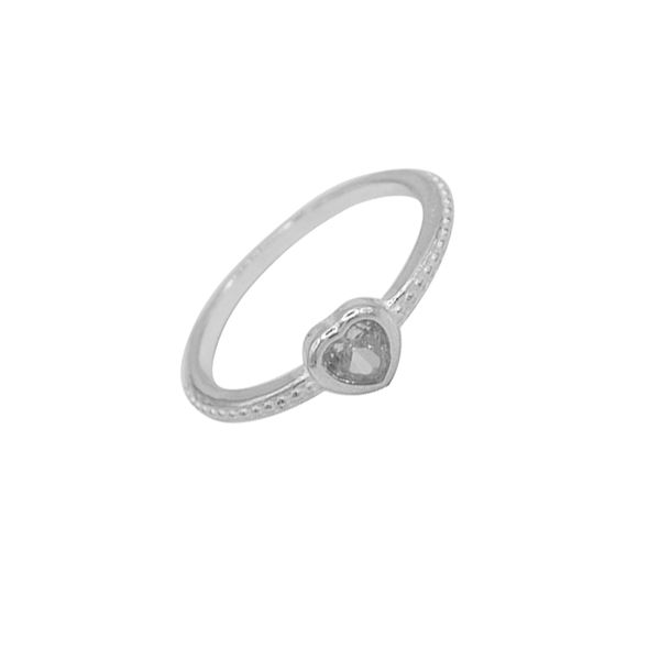 ANEL CORAÇÃO ZIRCÔNIA CRISTAL PRATA 925 - My Prata Joias