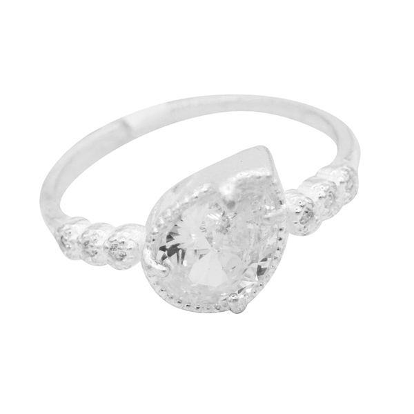 ANEL GOTA CRAVEJADO ZIRCÔNIA CRISTAL PRATA 925 - My Prata Joias