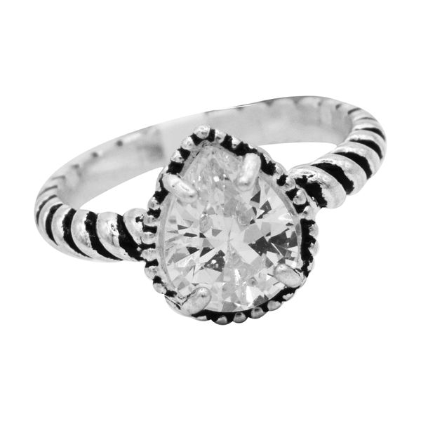 ANEL GOTA INDIANO ZIRCÔNIA CRISTAL PRATA 925 - My Prata Joias