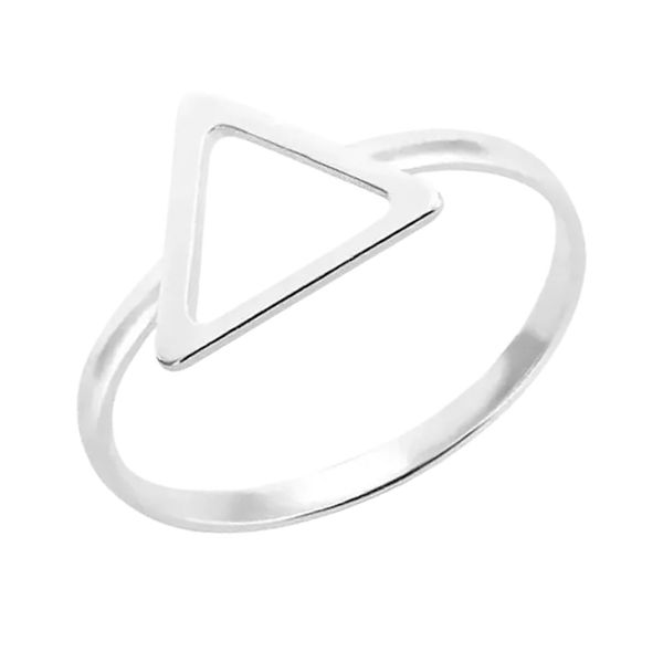 ANEL TRIÂNGULO LISO VAZADO PRATA 925 - My Prata Joias