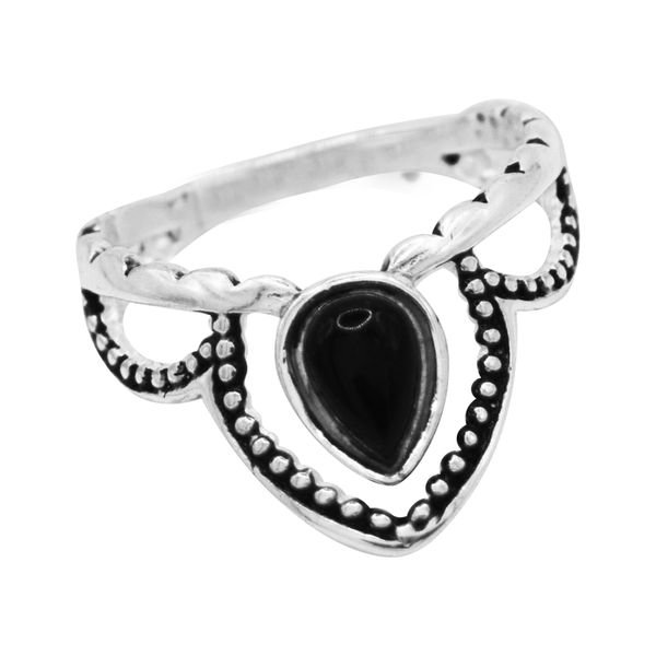 ANEL INDIANO PEDRA ONIX PRATA 925 - My Prata Joias