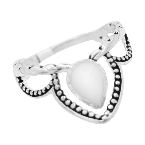 ANEL INDIANO PEDRA BRANCA PRATA 925 - My Prata Joias