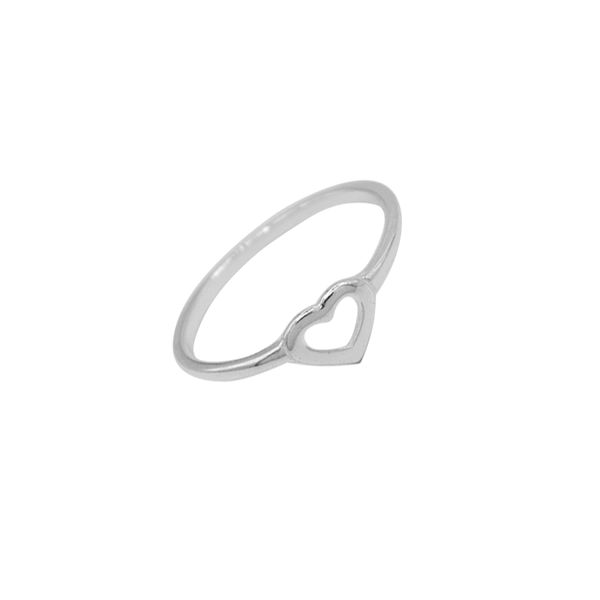 ANEL CORAÇÃO VAZADO PRATA 925 - My Prata Joias