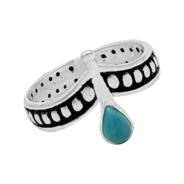 ANEL INDIANO PEDRA TURQUESA PRATA 925 - My Prata Joias