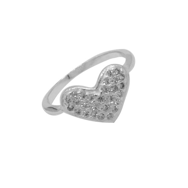 ANEL CORAÇÃO ZIRCÔNIA CRISTAL PRATA 925 - My Prata Joias