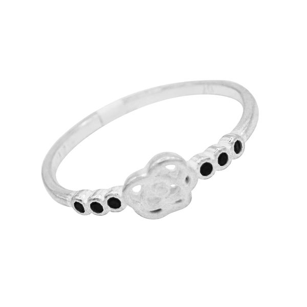 ANEL FLOR ZIRCÔNIA ONIX PRATA 925 - My Prata Joias