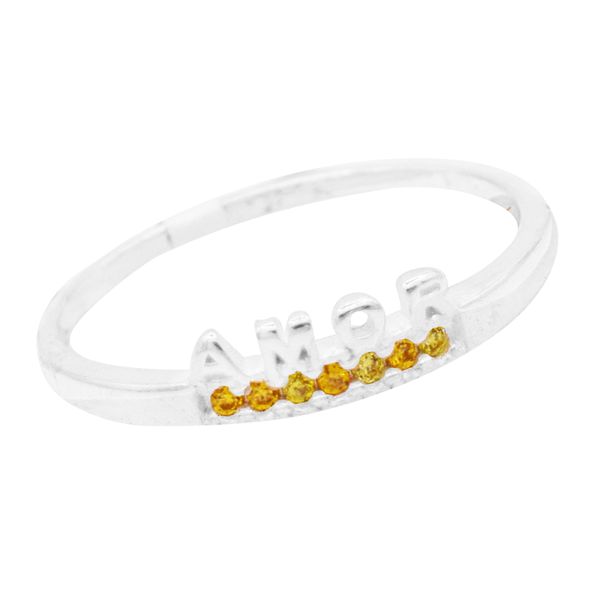 ANEL AMOR ZIRCÔNIA AMARELA PRATA 925 - My Prata Joias