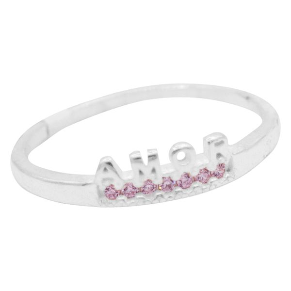 ANEL AMOR ZIRCÔNIA ROSA CLARO PRATA 925 - My Prata Joias