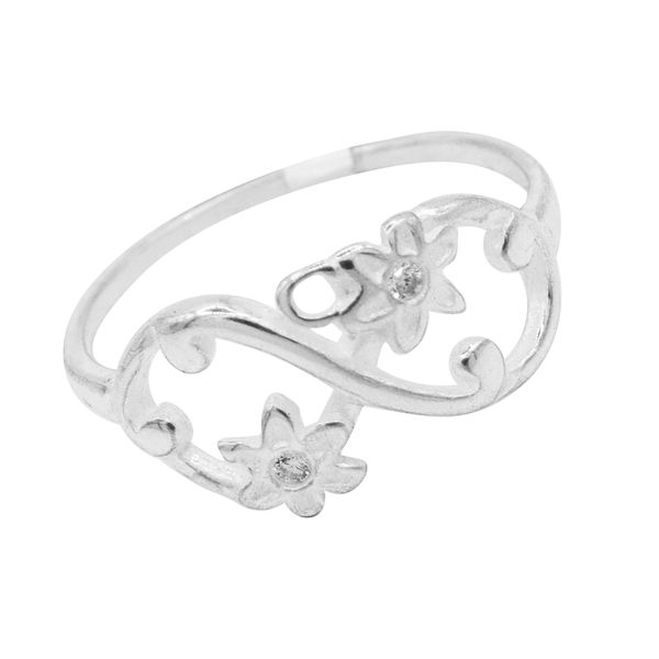 ANEL INFINITO FLOR ZIRCÔNIA CRISTAL PRATA 925 - My Prata Joias