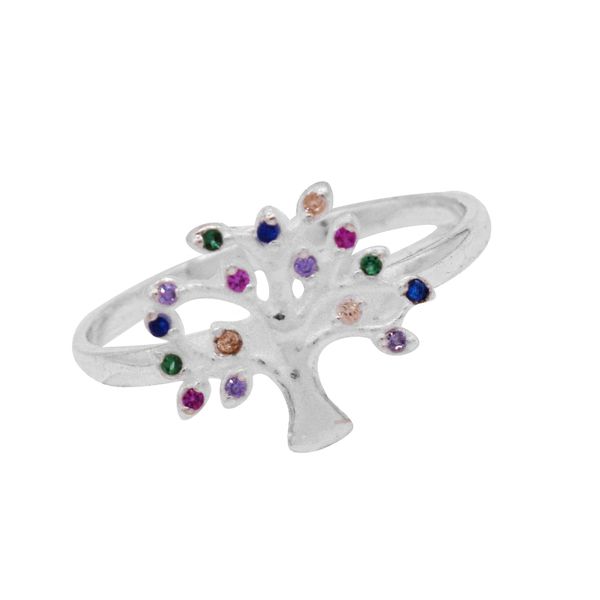 ANEL ÁRVORE ZIRCÔNIAS COLOR PRATA 925 - My Prata Joias