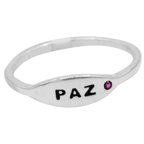 ANEL PAZ ZIRCÔNIA ROSA ESCURO PRATA 925 - My Prata Joias