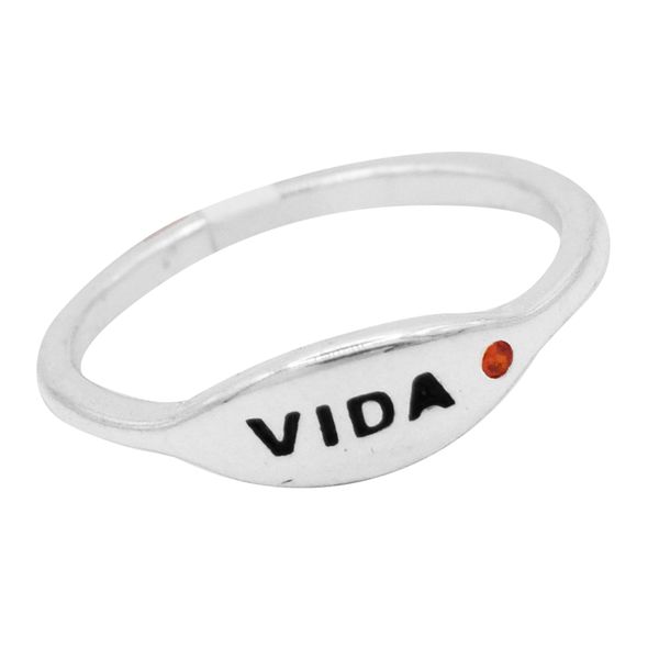 ANEL VIDA ZIRCÔNIA LARANJA PRATA 925 - My Prata Joias