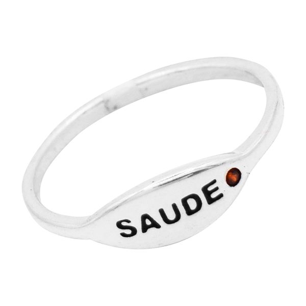 ANEL SAÚDE ZIRCÔNIA LARANJA PRATA 925 - My Prata Joias