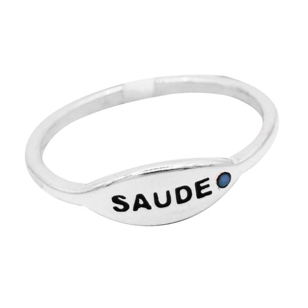 ANEL SAÚDE ZIRCÔNIA AZUL CLARO PRATA 925 - My Prata Joias