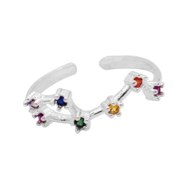 ANEL SIGNO AQUÁRIO ZIRCÔNIA COLORIDA PRATA 925 - My Prata Joias