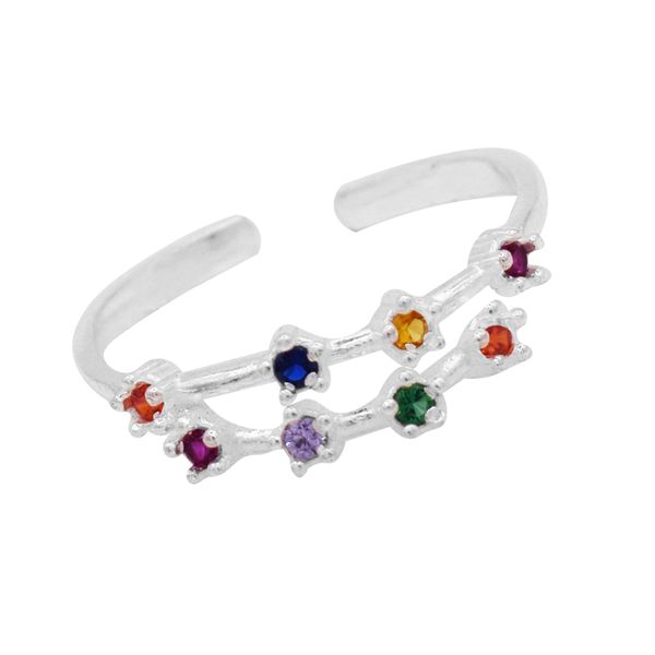 ANEL SIGNO CAPRICÓRNIO ZIRCÔNIA COLORIDA PRATA 925... - My Prata Joias