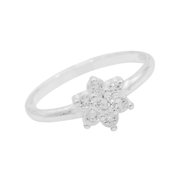 ANEL FLOR ZIRCÔNIA CRISTAL PRATA 925 - My Prata Joias