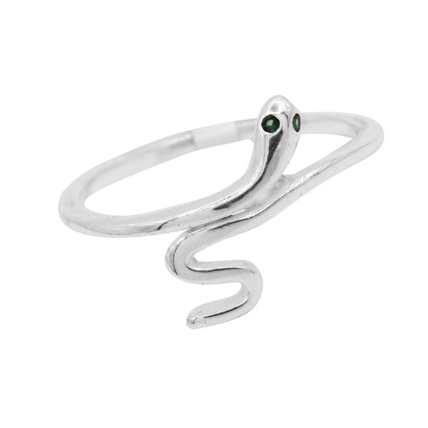 ANEL COBRA OLHO ZIRCÔNIA VERDE PRATA 925 - My Prata Joias