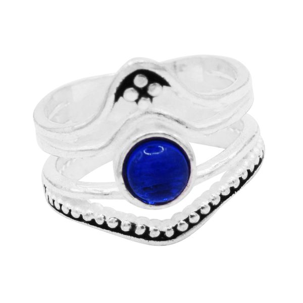ANEL INDIANO PEDRA SAFIRA PRATA 925 - My Prata Joias