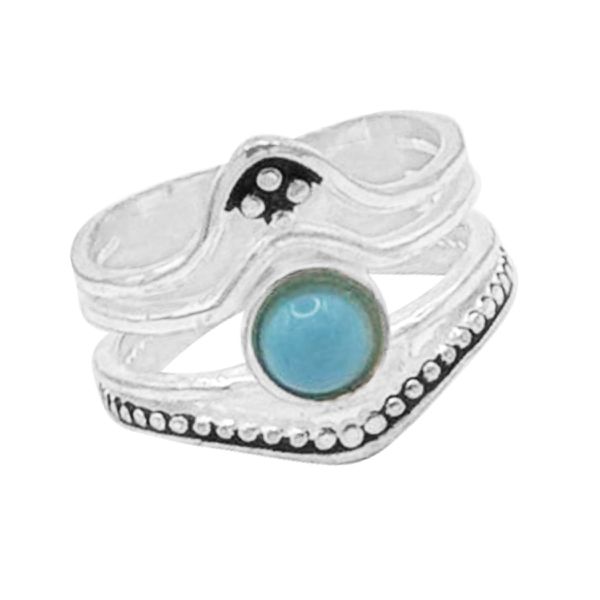 ANEL INDIANO PEDRA TURQUESA PRATA 925 - My Prata Joias