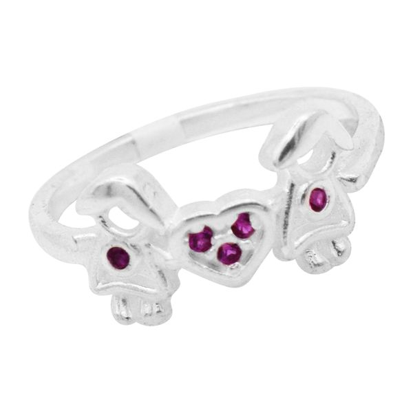 ANEL DUAS MENINAS ZIRCÔNIA ROSA PRATA 925 - My Prata Joias