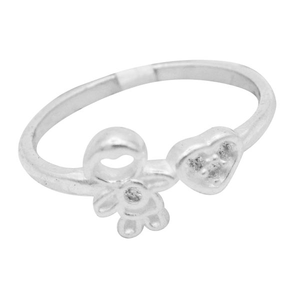 ANEL MENINO CORAÇÃO ZIRCÔNIA CRISTAL PRATA 925 - My Prata Joias