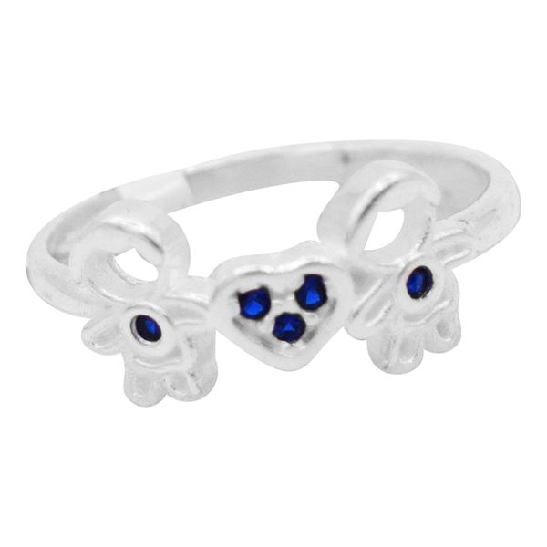 ANEL DOIS MENINOS ZIRCÔNIA AZUL ESCURO PRATA 925 - My Prata Joias