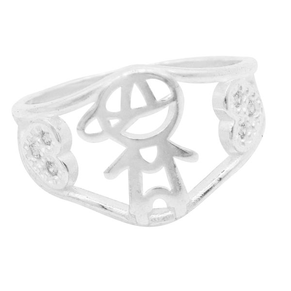 ANEL MENINO CORAÇÃO ZIRCÔNIA CRISTAL PRATA 925 - My Prata Joias