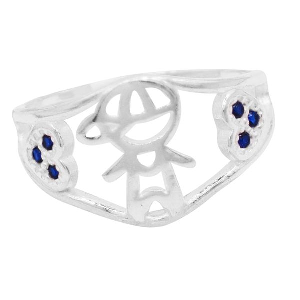 ANEL MENINO CORAÇÃO ZIRCÔNIA AZUL ESCURO PRATA 925... - My Prata Joias