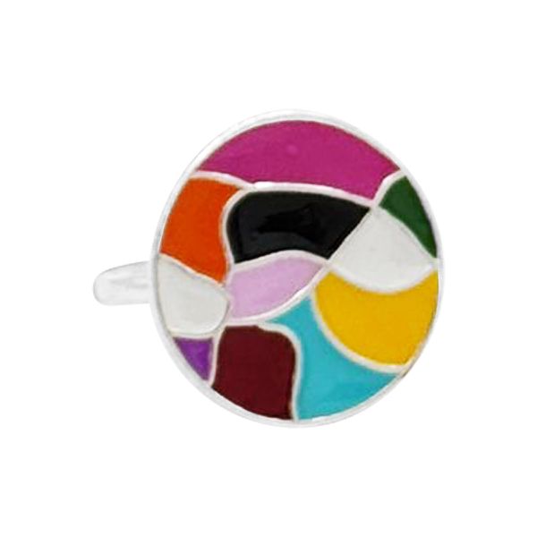 ANEL REDONDO COLORIDO PRATA 925 - My Prata Joias