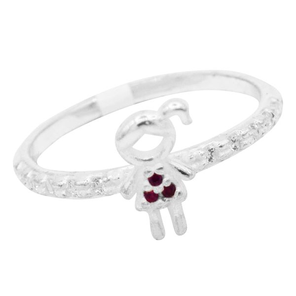 ANEL MENINA ZIRCÔNIA ROSA PRATA 925 - My Prata Joias